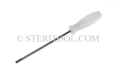 #11208 - 1/10"(2.5mm) Stainless Steel Screwdriver. Nylon Handle. 7"(178mm) OAL.Shaft 4"(100mm). screwdriver, parallel, flat head, slotted, stainless steel